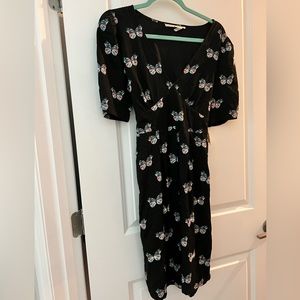 NWT Uttam Boutique Black Butterfly Print Dress, Size 8/10